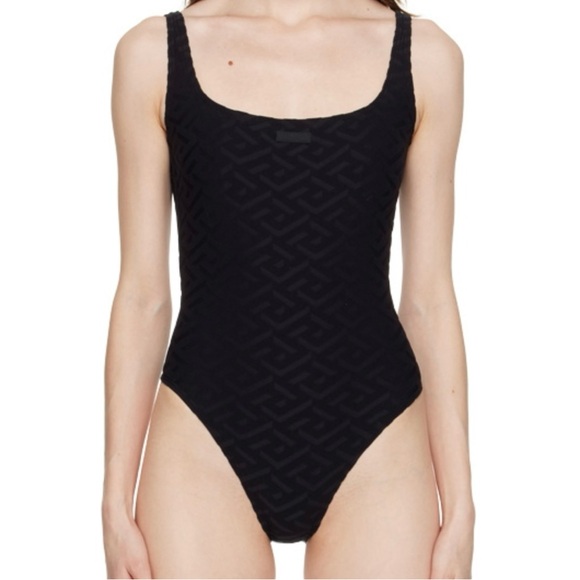 Versace Black Patterned One-Piece Swimsuit - Picture 1 of 6